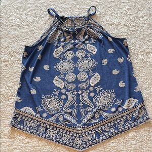 Navy Paisley Halter Camisole Top - Unbranded